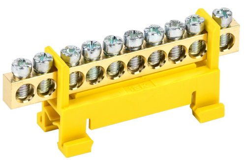 Шина неизолированная тип "Стойка" IEK PE "земля" ШНИ-6х9-10-С-Ж 10 групп желтый картинка 